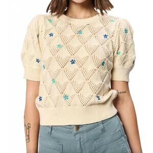 NEW ANOTHER LOVE jules short sleeve sweater in cream